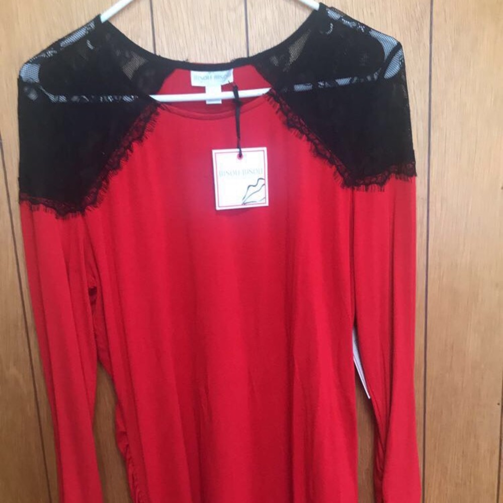 Red lace blouse